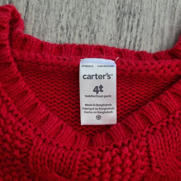 Carter’s Toddler Girls Red Cable Knit Sweater Dress Size 4T - Picture 6 of 10